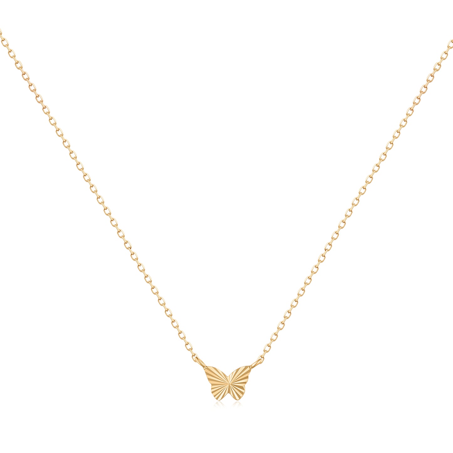 14k Solid Gold Butterfly Necklace