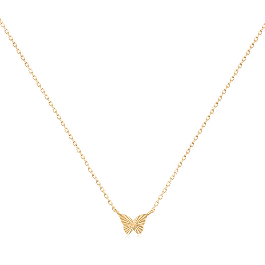 14k Solid Gold Butterfly Necklace