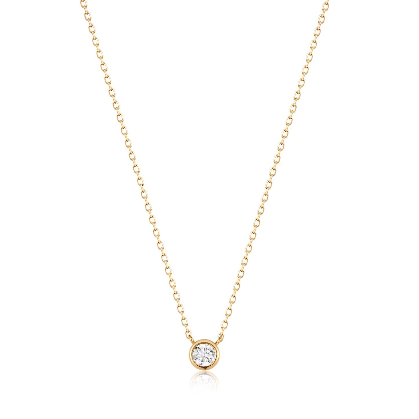 14k Solid Gold Classic Diamond Necklace