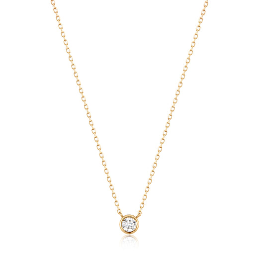 14k Solid Gold Classic Diamond Necklace