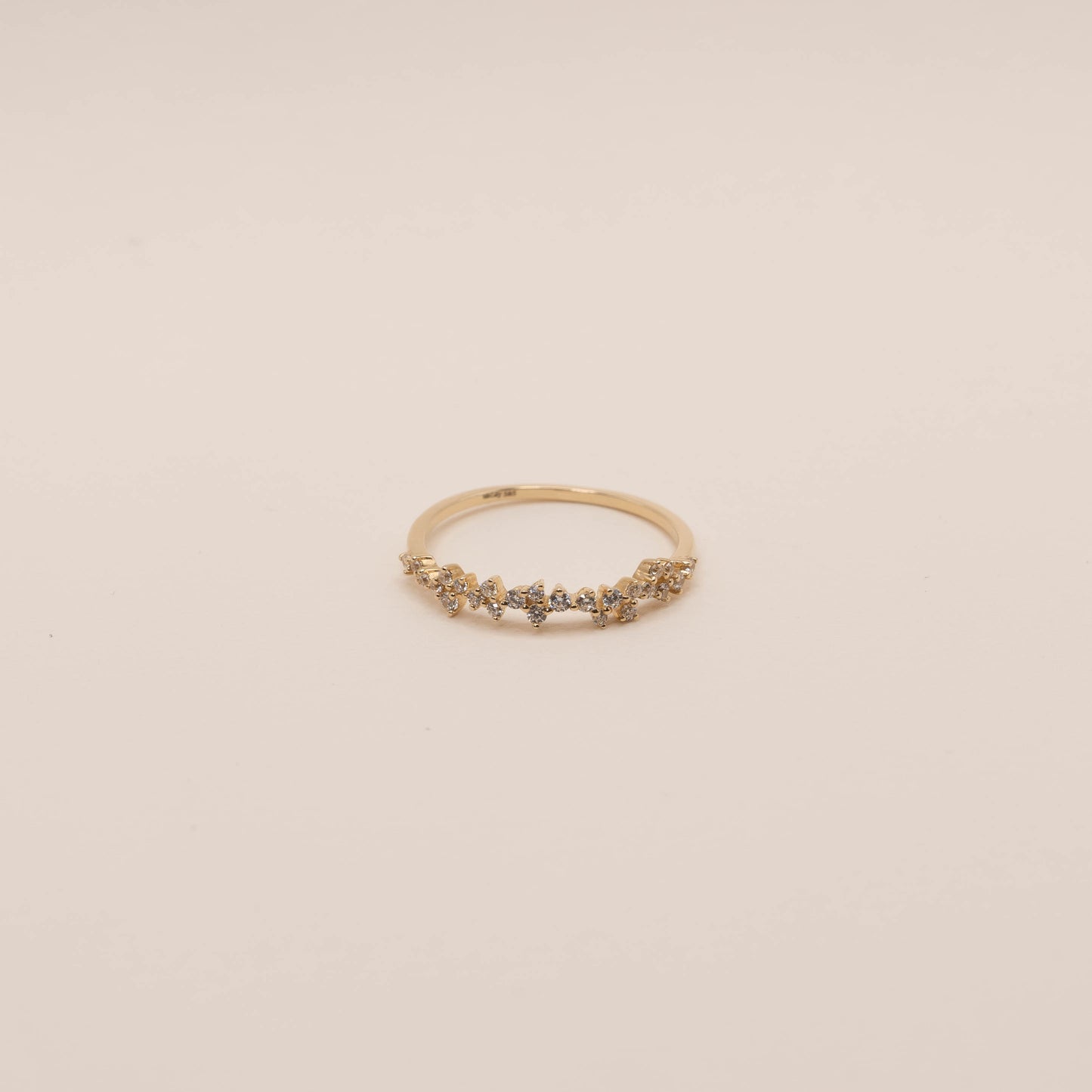 14k Solid Gold Starry Diamond Ring