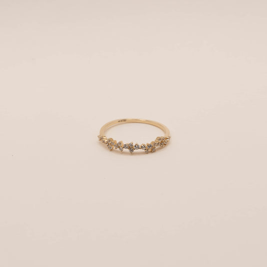 14k Solid Gold Starry Diamond Ring