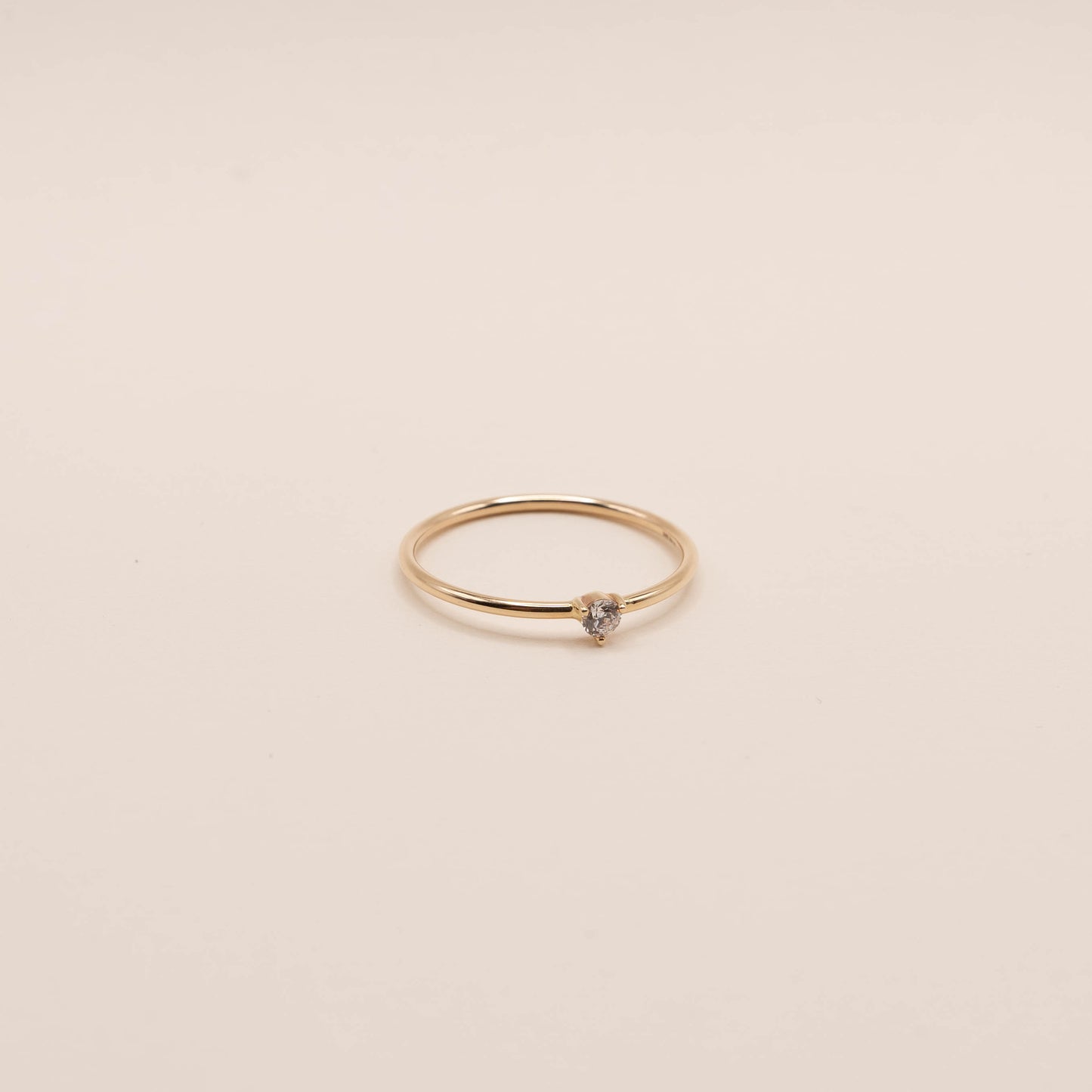 14k Solid Gold Dainty Diamond Ring