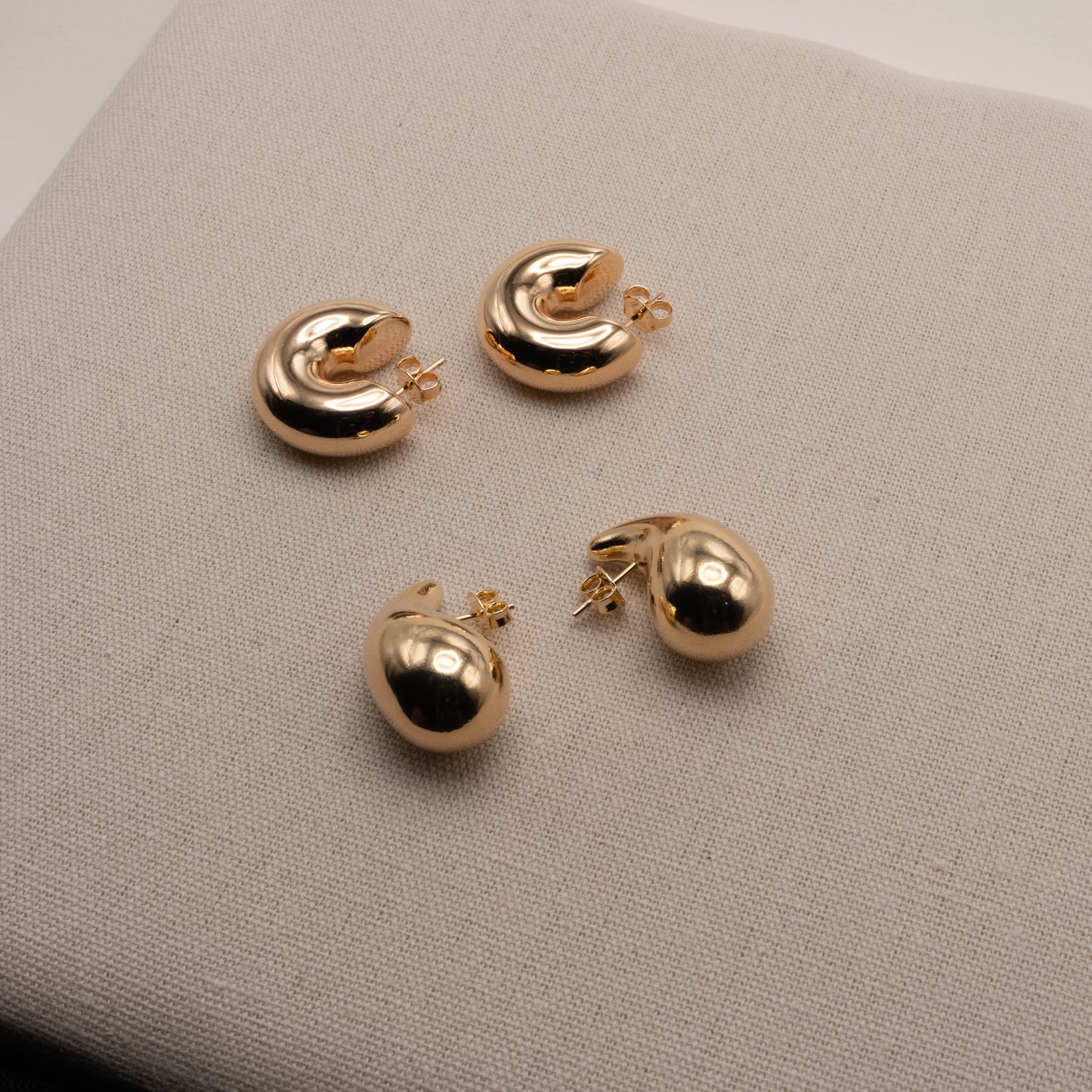 18k Gold Filled Water Drop Dome Earrings